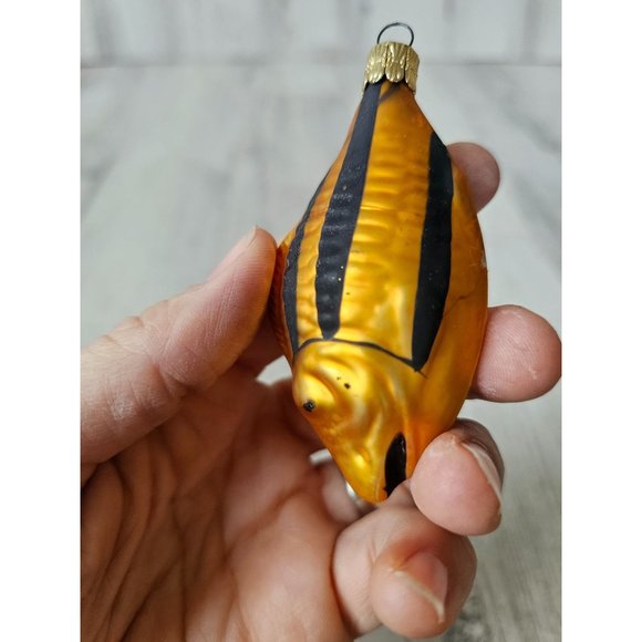 Czech Republic fish mini ornament glass orange striped Xmas tree - Picture 3 of 10